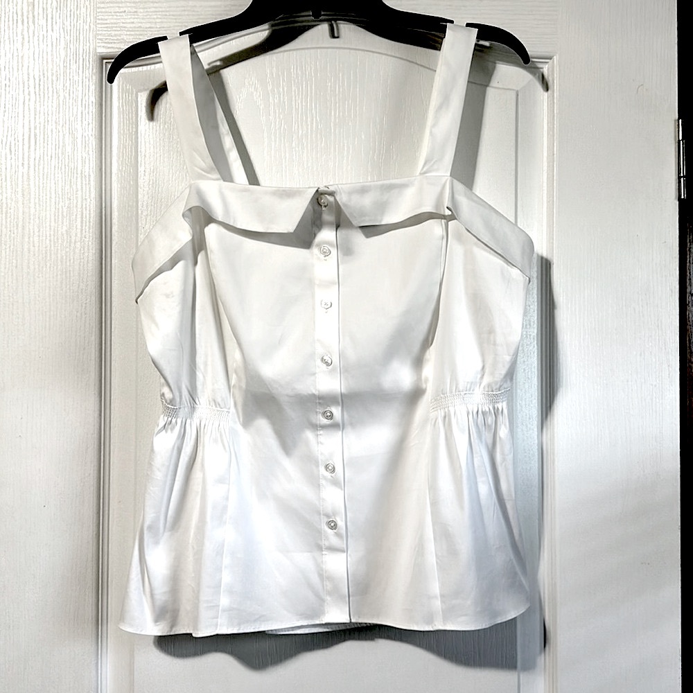 NWT White House Black Market Poplin Cami Size 12 White